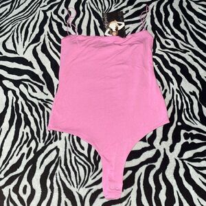 NWT naked wardrobe spaghetti strap pink rose women’s ballet leotard bodysuit